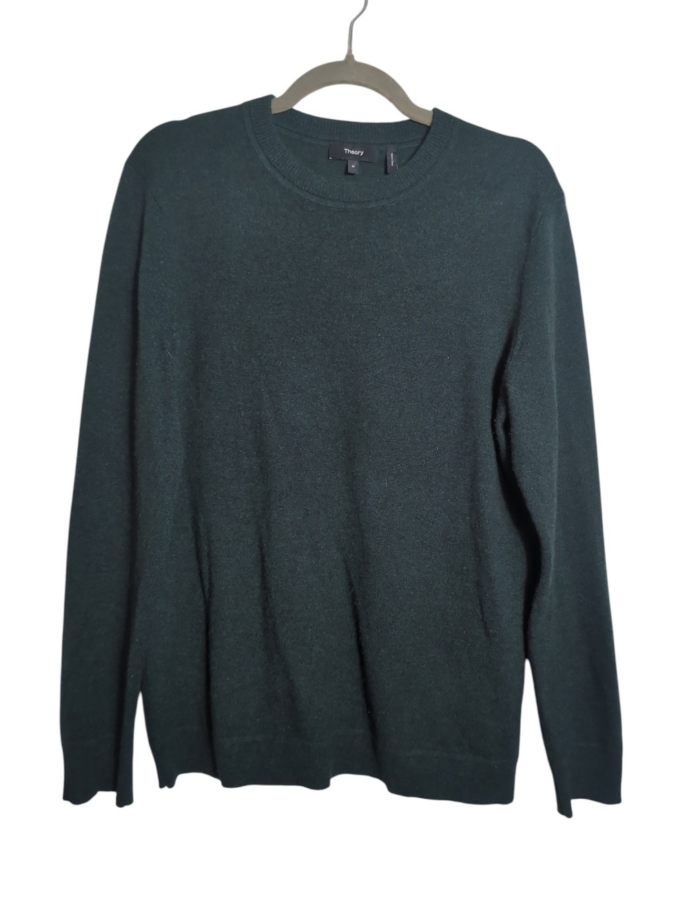Theory Men's Hilles 100% Cashmere Crewneck Sweater M Tarmac Green Quiet Luxury